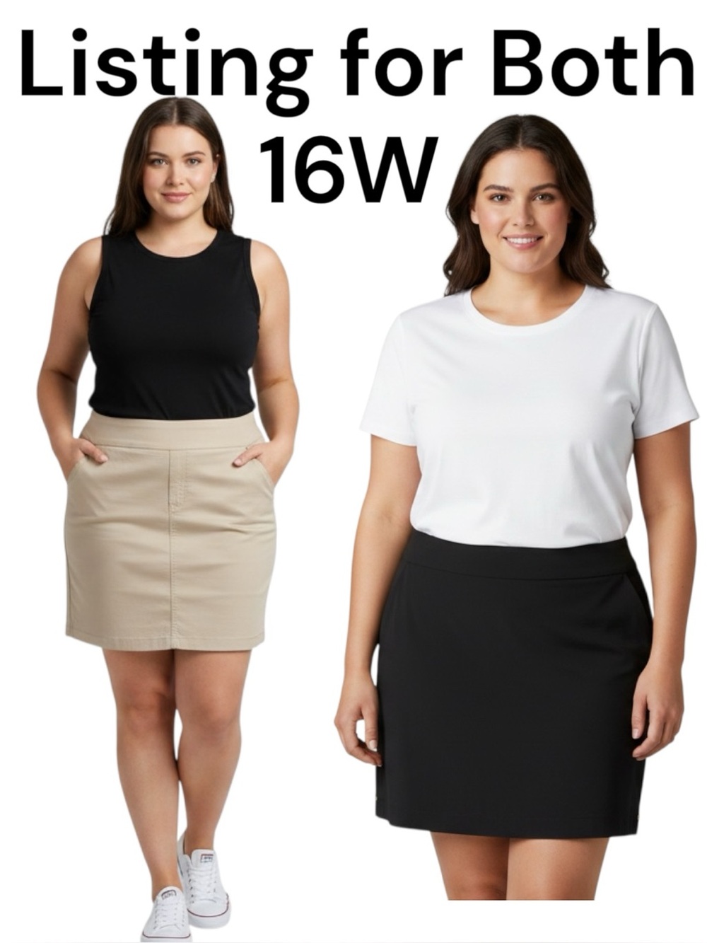 Set of 2 Skort and Skirt Tan and Black Size 16W New with Tags